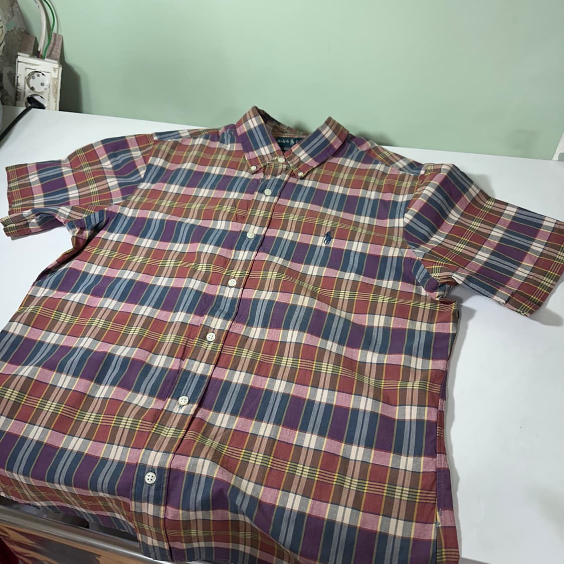 XL 100-105 폴로 랄프로렌 포니로고 체크 반팔셔츠 상품이미지4