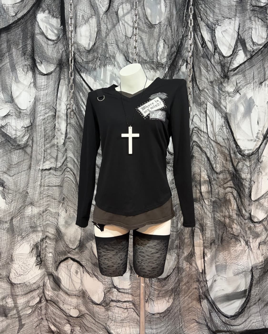 Y2K V-neck Layered buckel Long Sleeve 상품이미지1