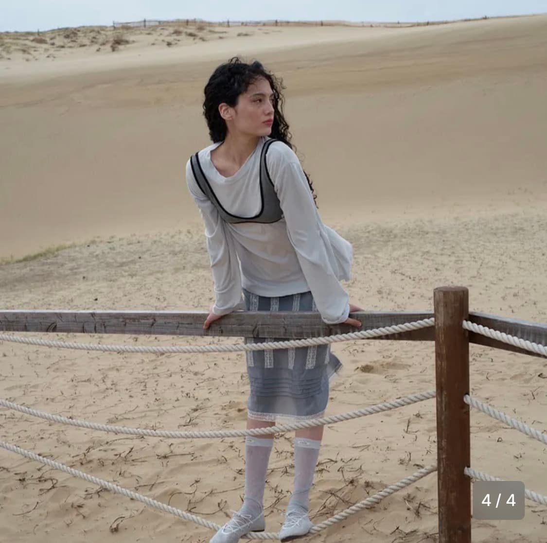 오버듀플레어 썸머 롱슬리브 티셔츠 라이트그레이 상품이미지3