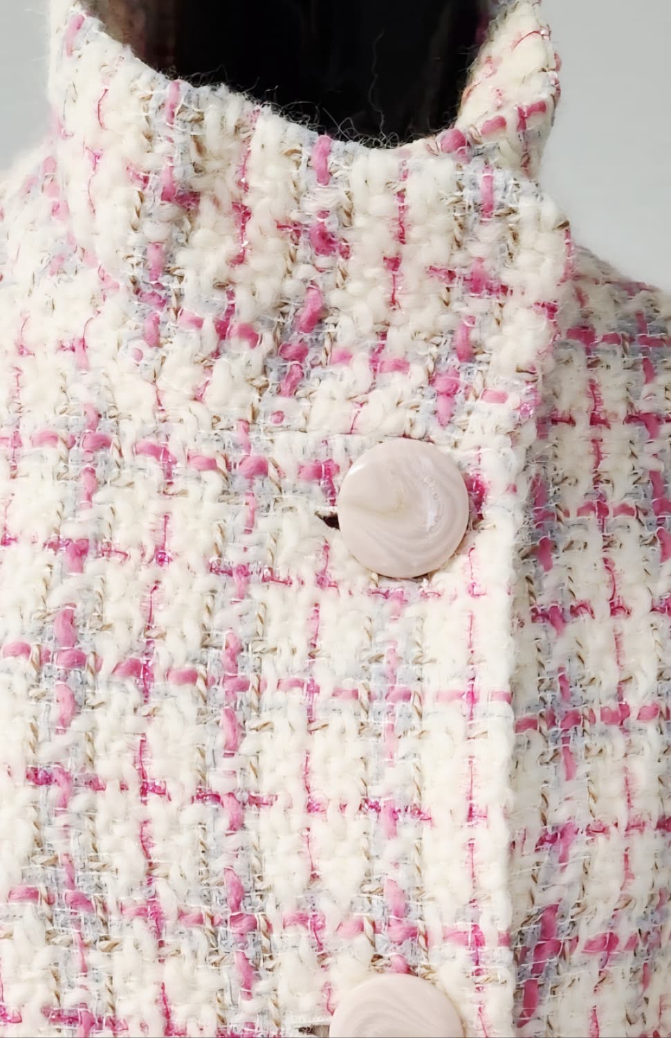 핑크체크 트위드 롱자켓  상품이미지6