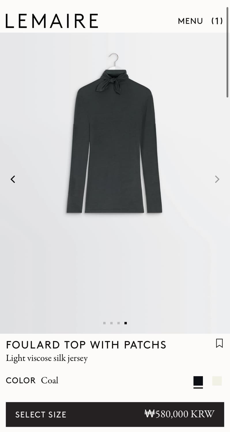 [S,M]르메르 25fw FOULARD 스카프 롱 슬리브리스 탑/콜 상품이미지4