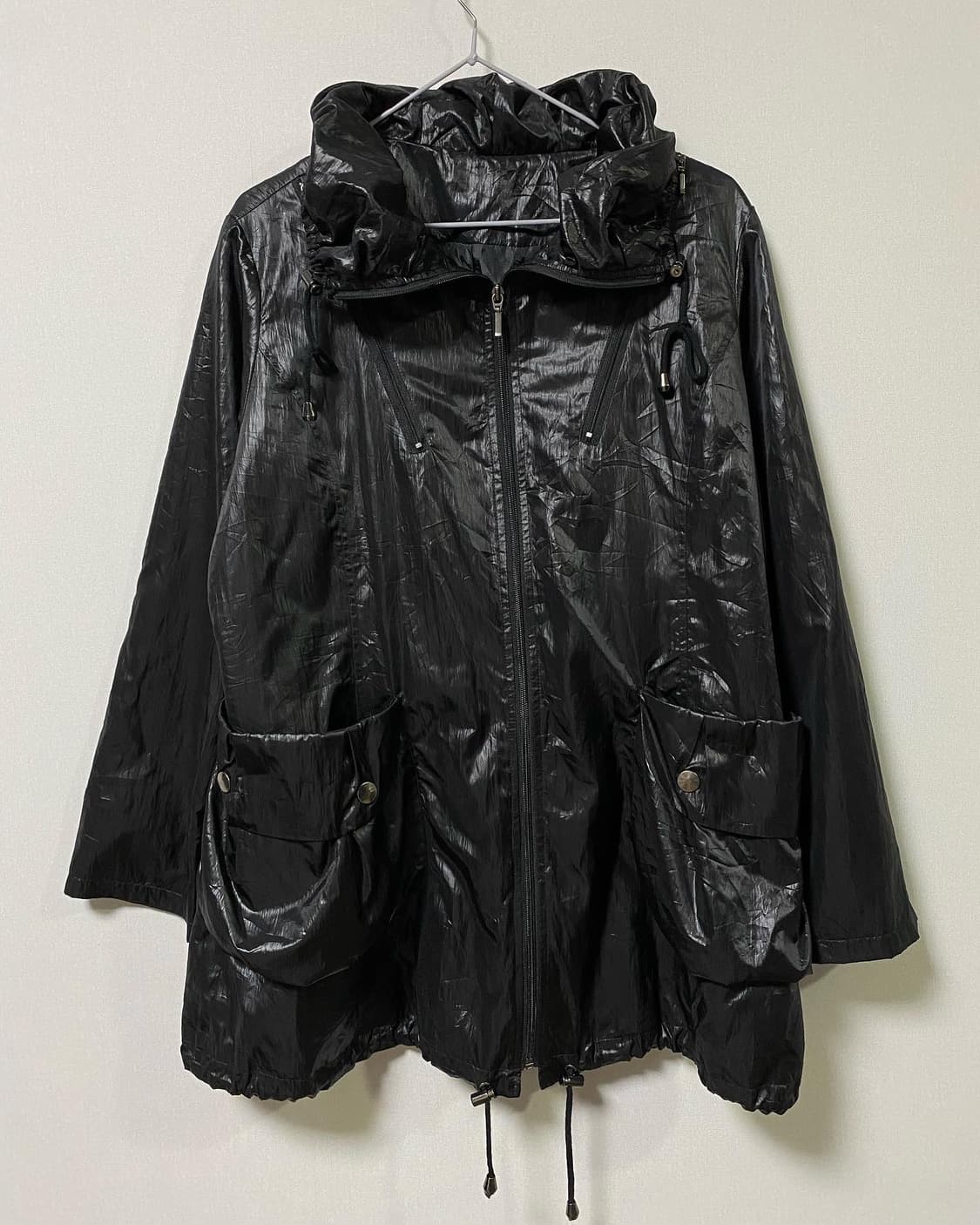 Japan)블랙 하이넥 나일론 윈드브레이커   상품이미지5