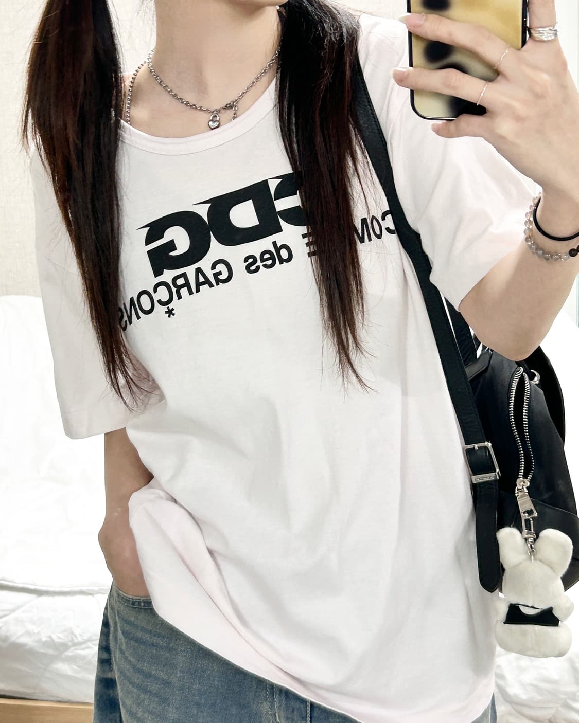 꼼데가르송 CDG 뮤트핑크 반팔 상품이미지2