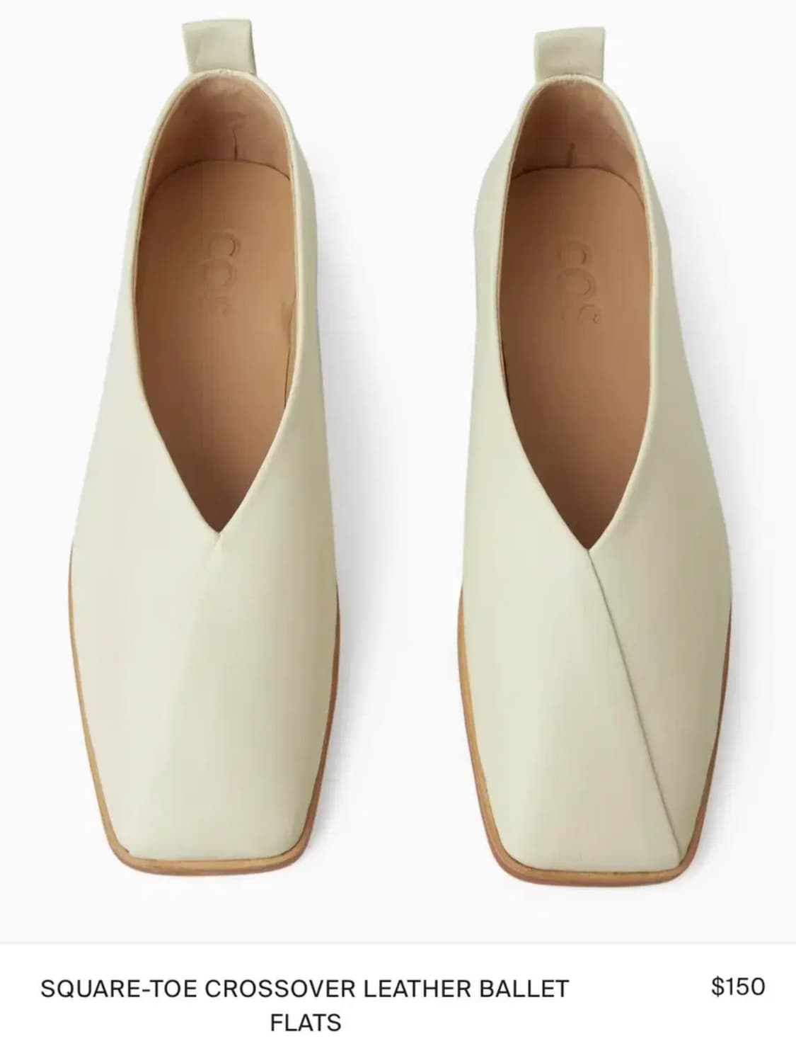 COS 스퀘어토 크로스오버 레더 발레 플랫-크림 상품이미지2