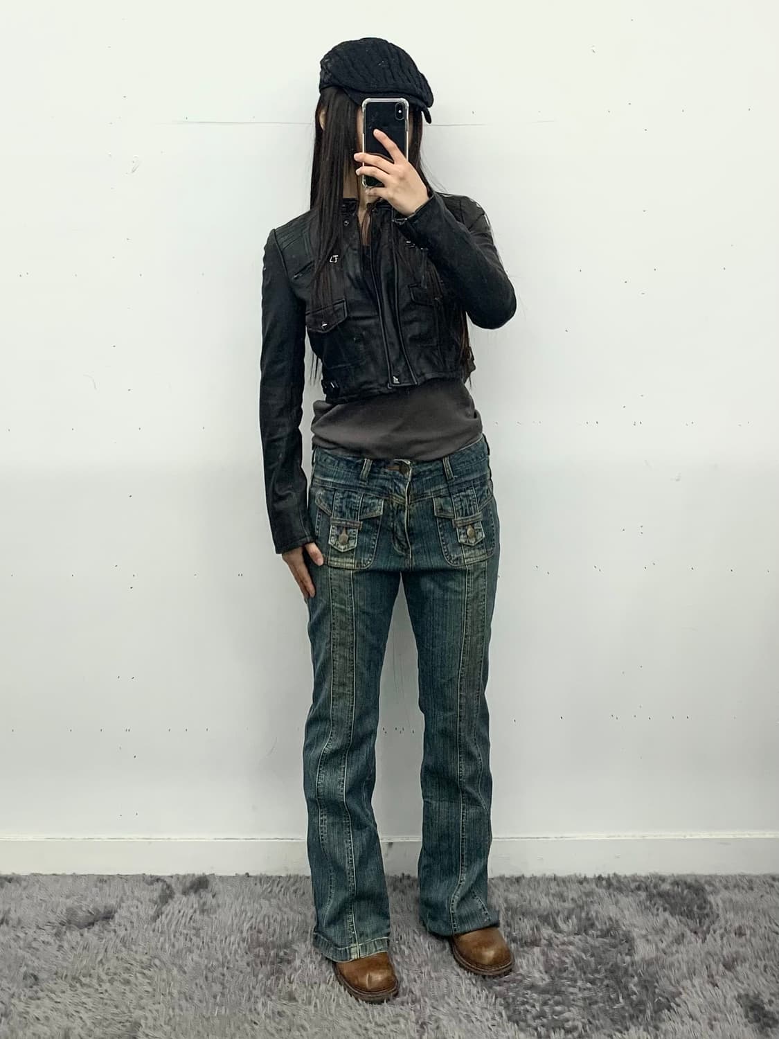 재패니즈 램스킨 크롭 바이커 자켓  상품이미지3