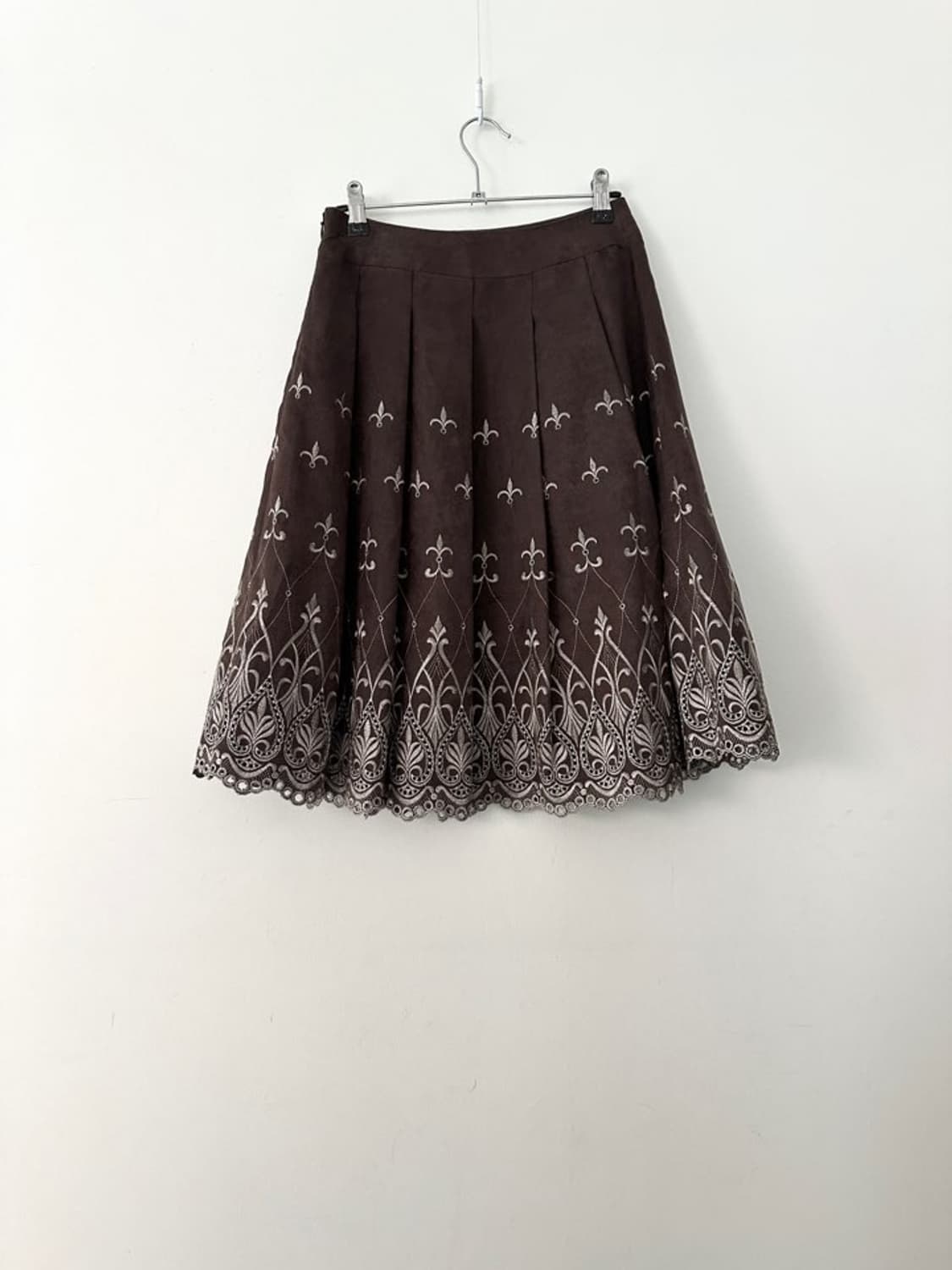 NABIA pattern suede skirt / deep brown 상품이미지4