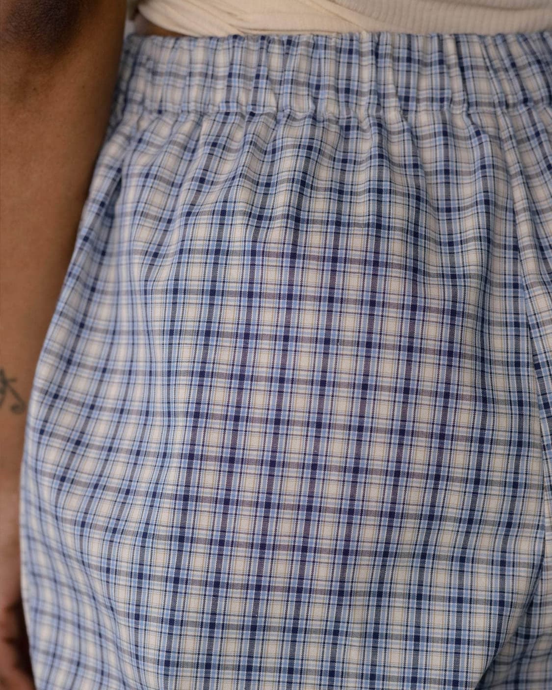 [XS,S,M]베이스레인지 Claude 오가닉 체크 팬츠/블루 상품이미지2