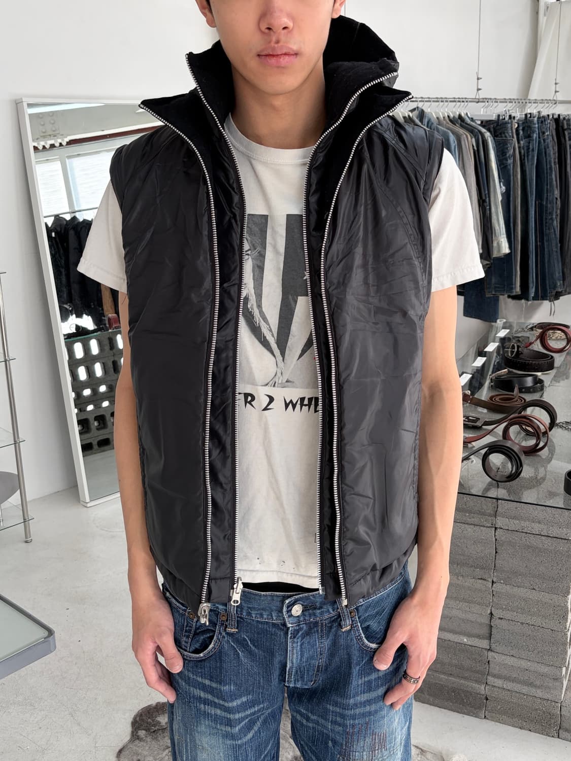 ppfm 레이어드 리버시블 울 나일론 베스트 상품이미지3