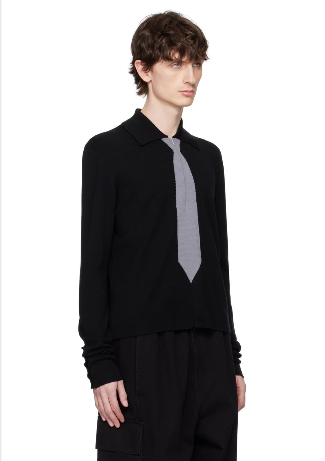 스펜서 바두 울 니트 폴로 카라티 블랙 L 상품이미지4