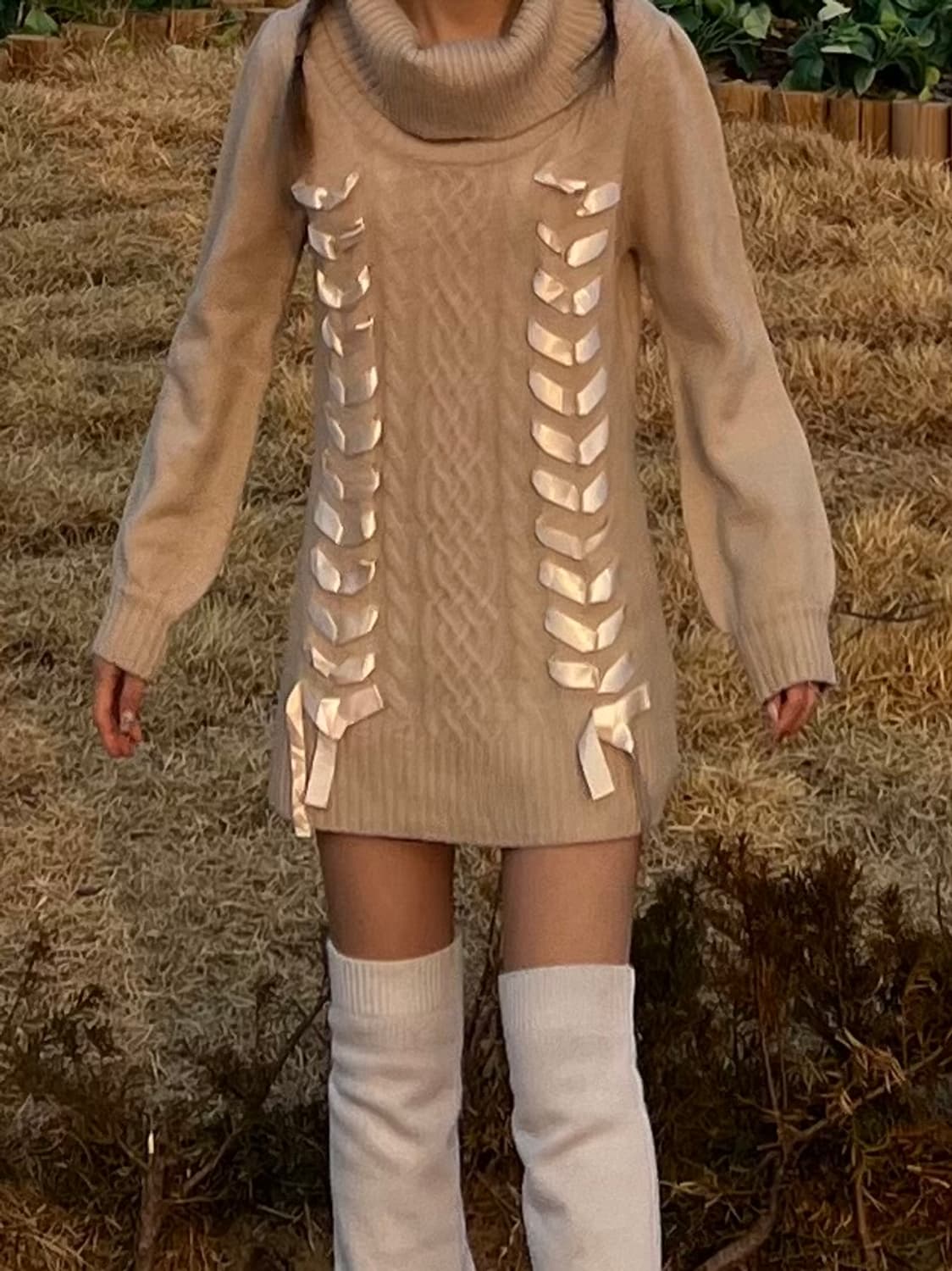 stc 빈티지 베이지 터틀넥 니트 상품이미지2