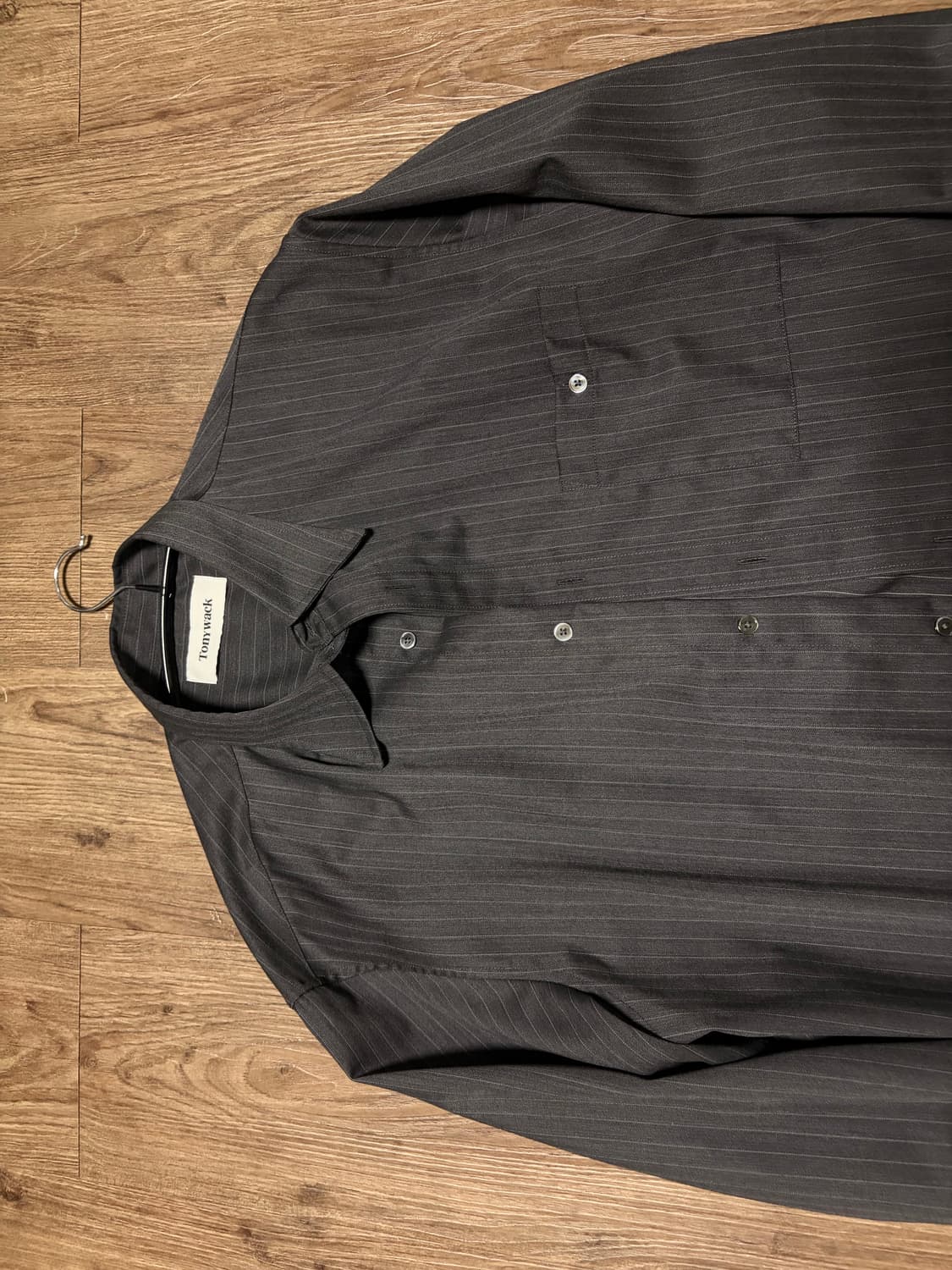 토니웩 스트라이프 셔츠 그레이 핀스트라이프 XL tonywack 상품이미지4