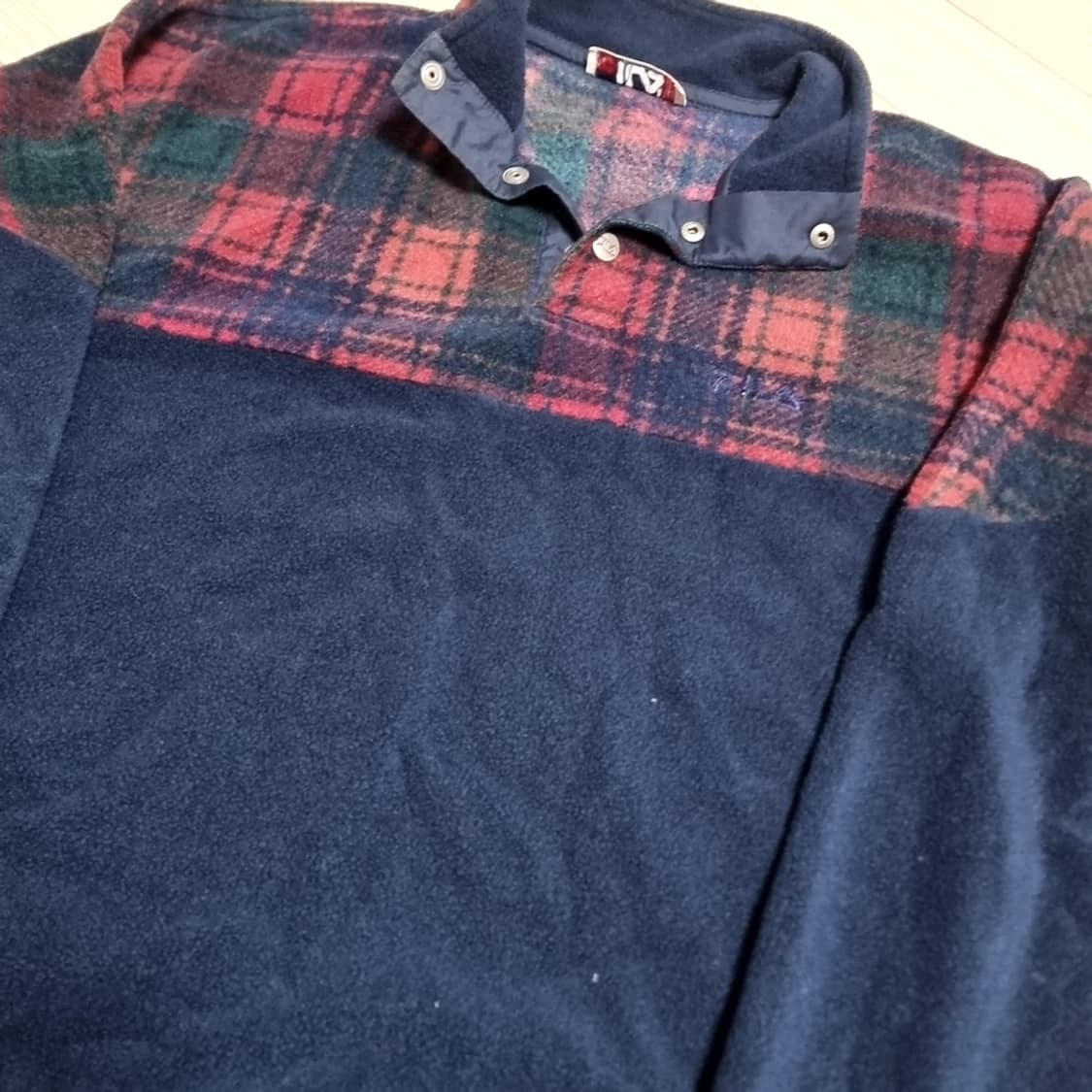 80년대 이태리제 FILA 필라 네이비 체크 플리스(105-110) 상품이미지2