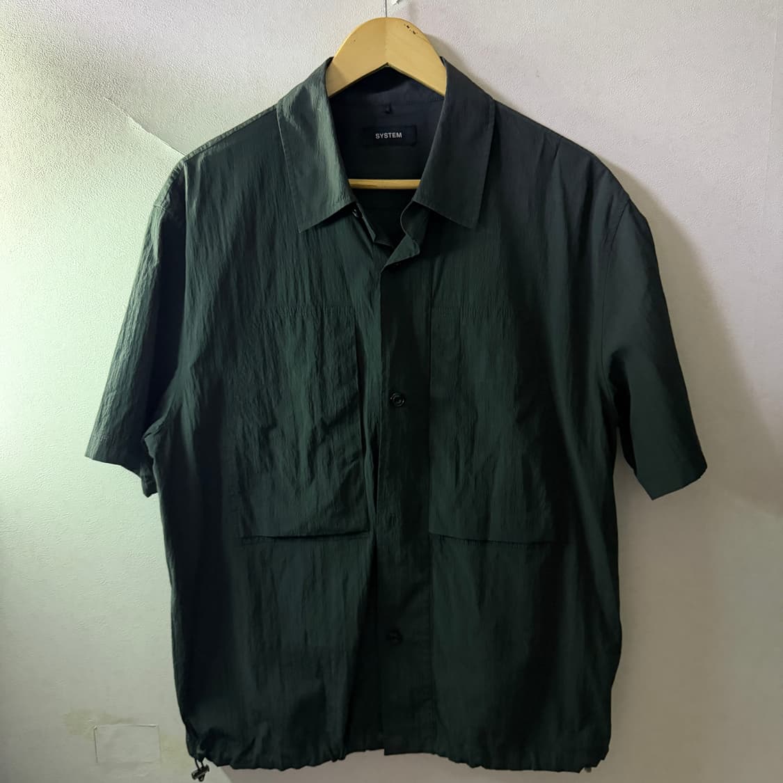 시스템옴므 남성 포켓 나일론 반팔셔츠 오버핏 100  상품이미지2