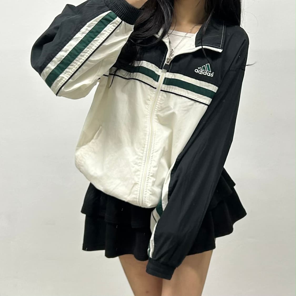아디다스 90-00s 화이트 핀터깔 아방핏 윈드브레이커 자켓 바람막이 희 상품이미지1