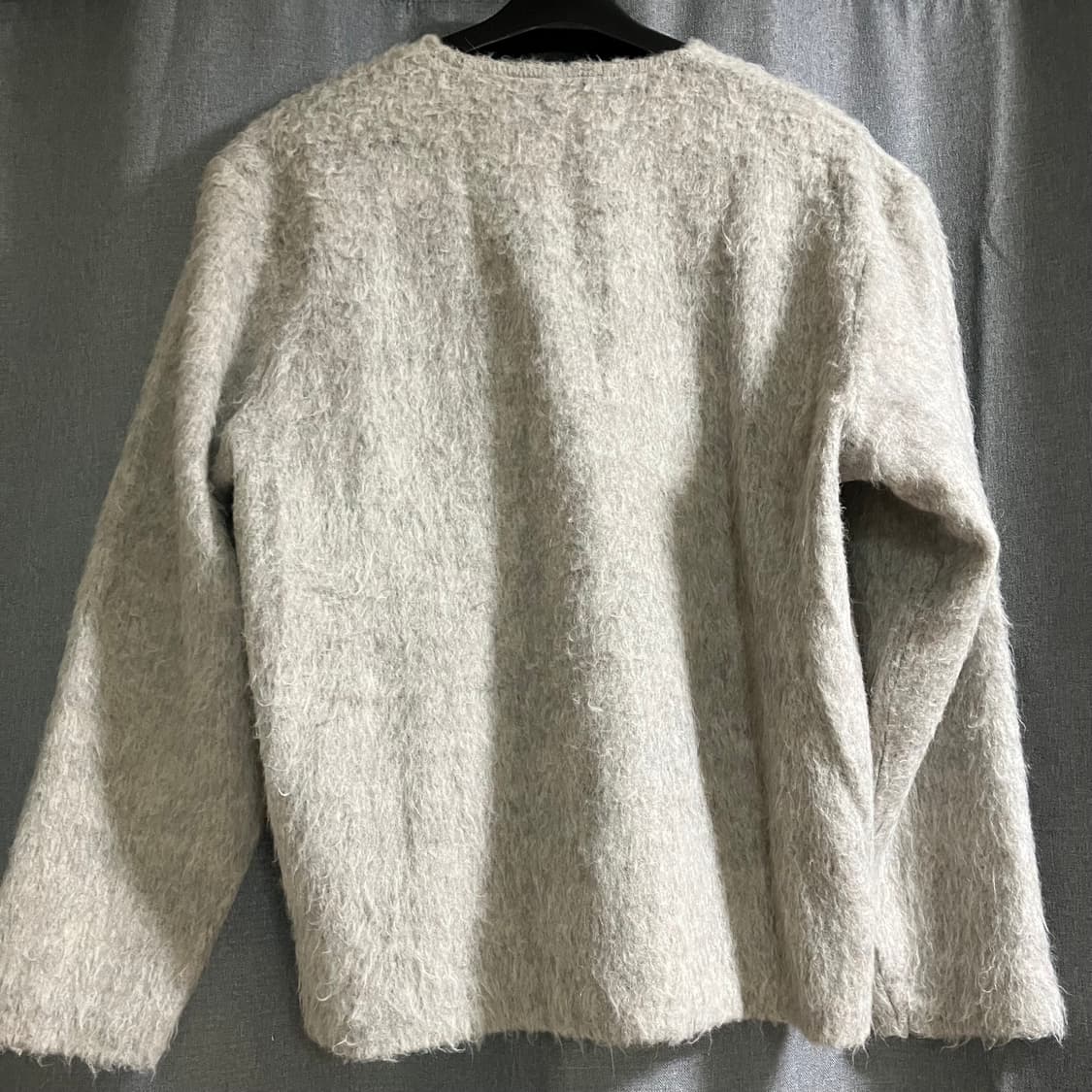 [48] 아워레가시 더블락 스웨터 알파카 그레이 브이넥 상품이미지3