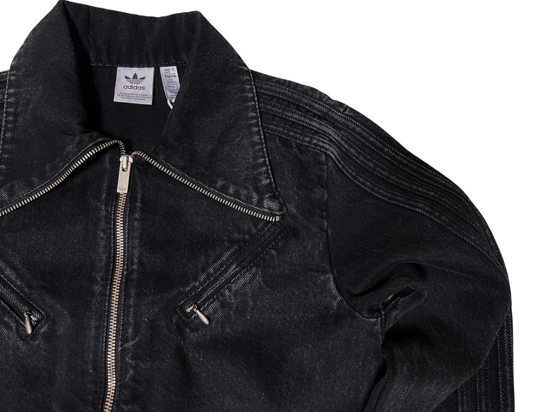 (새상품) 아디다스 블랙 데님 크롭 자켓 S 상품이미지4