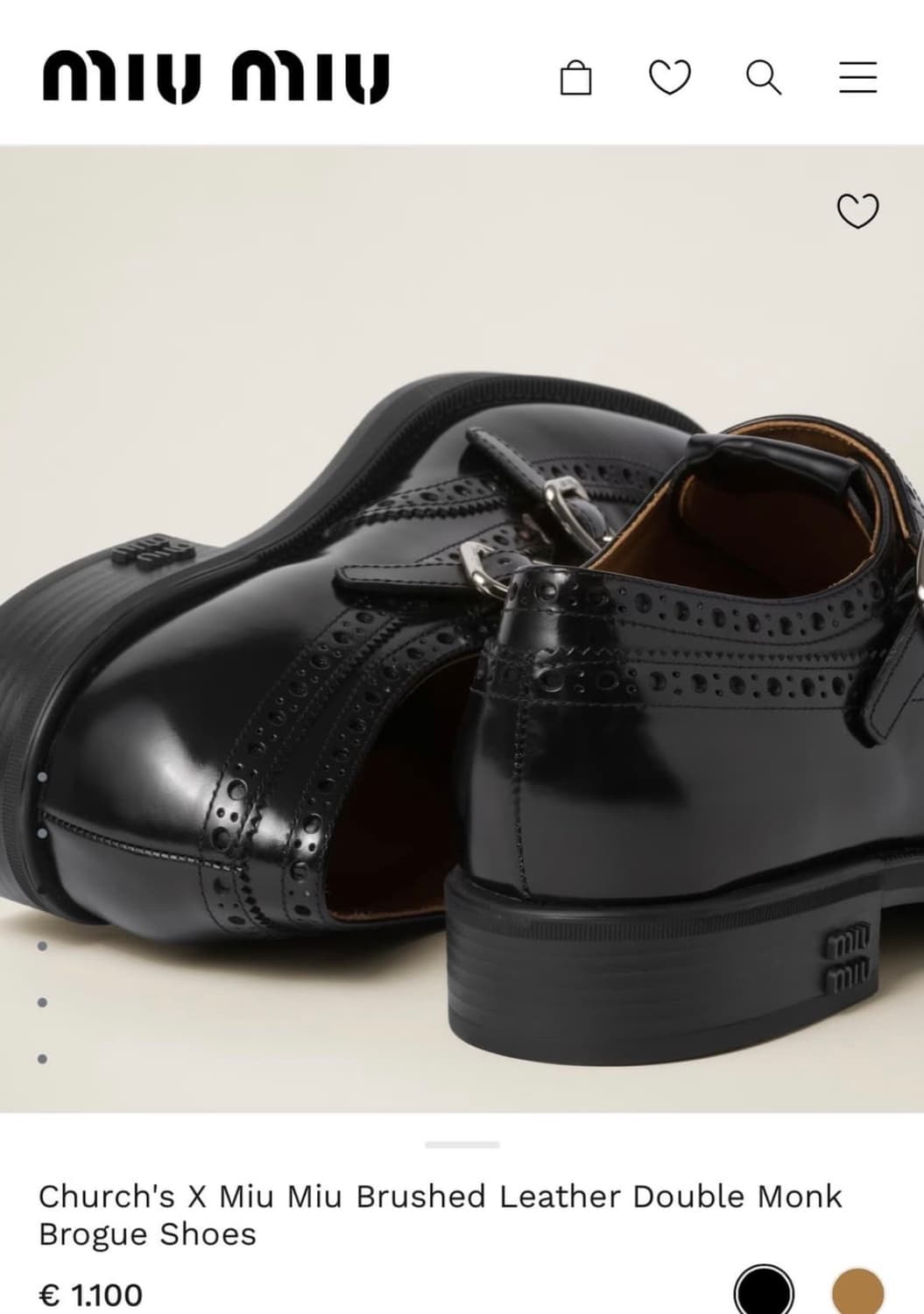 미우미우 처치스 몽크 브로그 블랙 상품이미지3