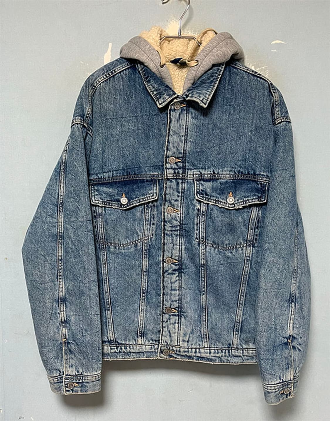 H&M 남자 후드 양털 청자켓 트러커 겨울 캐주얼 XL 105 상품이미지1