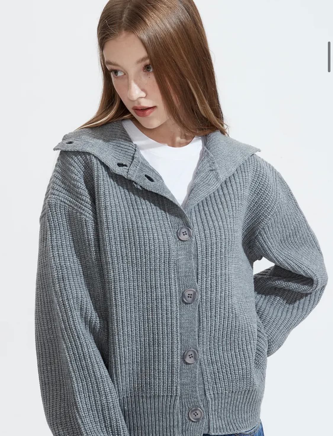 노이아고 하이넥 믹스 가디건 그레이 상품이미지3