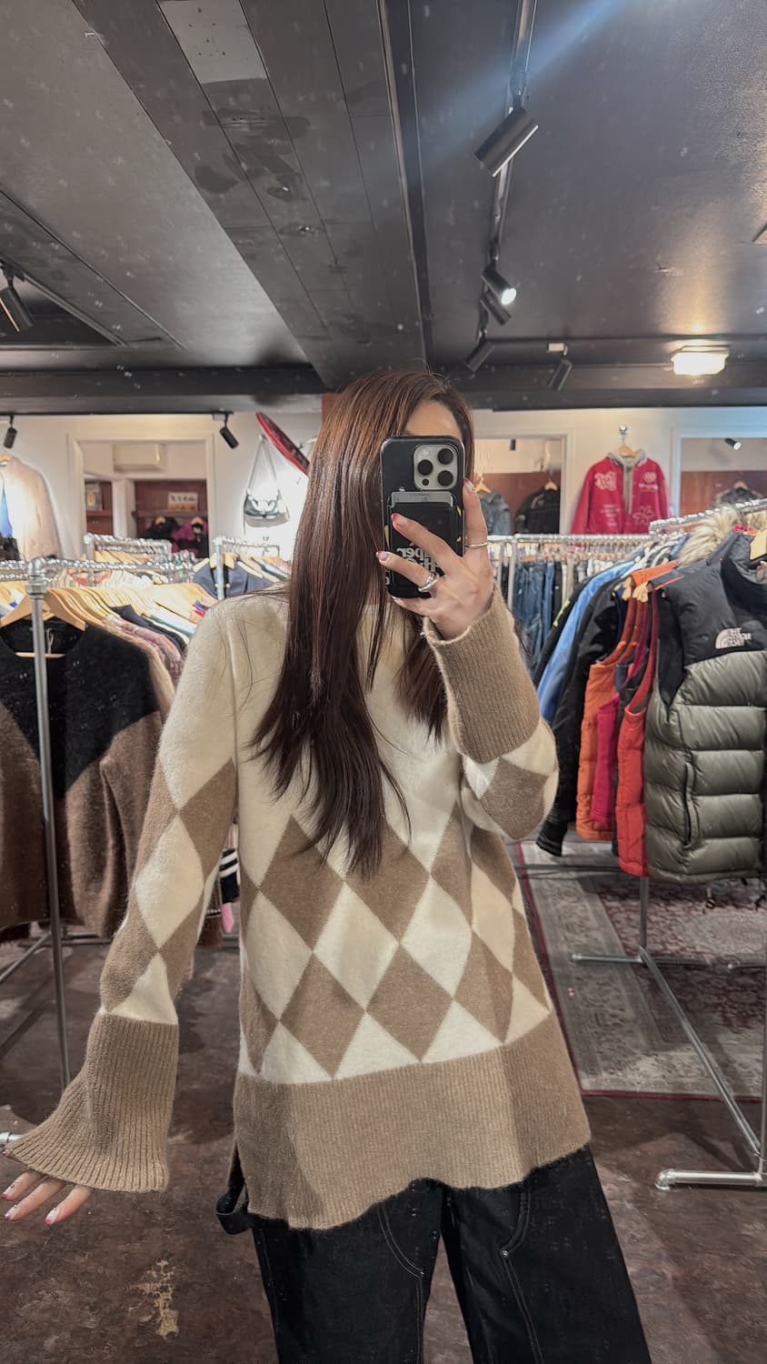 앤아더스토리즈 아가일 오버핏 알파카 니트 스웨터 S 상품이미지9