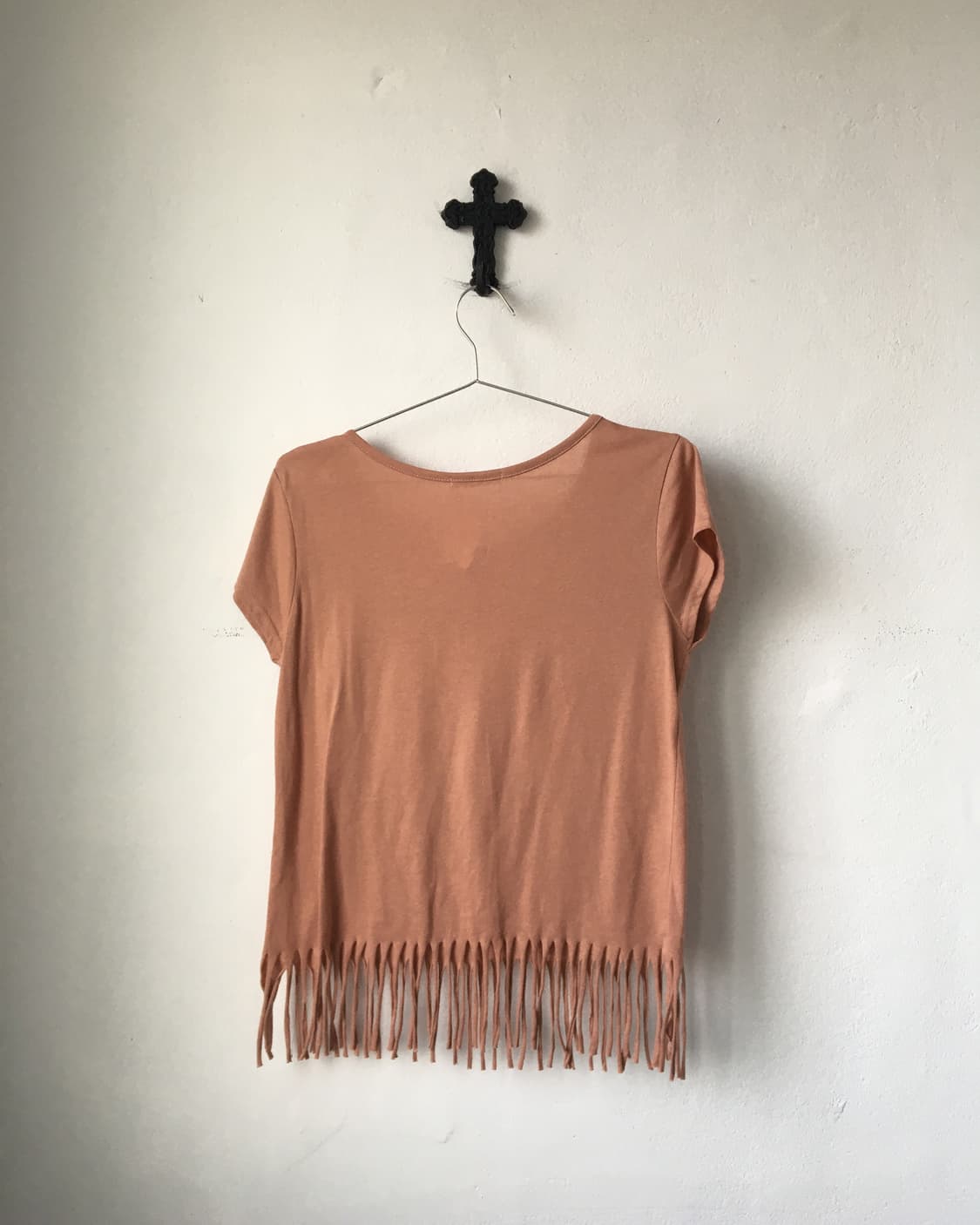 Cross printing fringe t shirt 상품이미지3