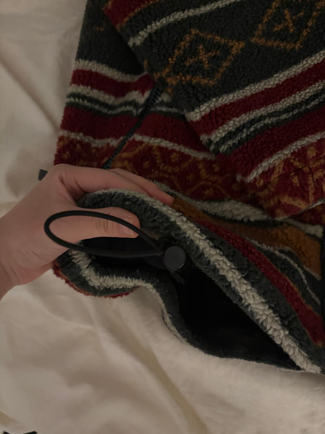 90‘빈티지 빈폴 레드그린 에스닉 스트라이프 플리스 후리스 상품이미지3