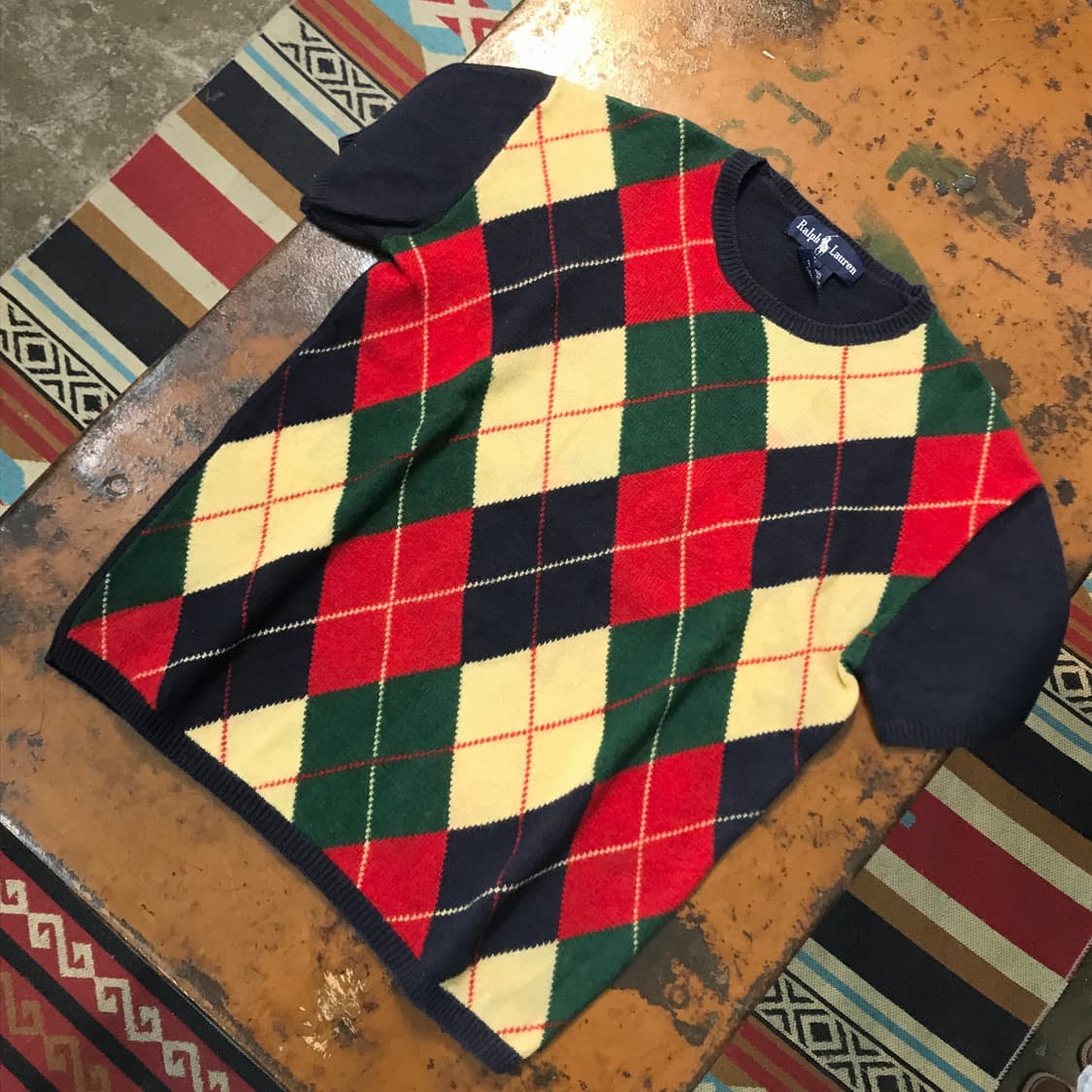 90s 폴로랄프로렌 아가일 캐시미어 혼방 반팔 니트 여성 55 66 상품이미지2