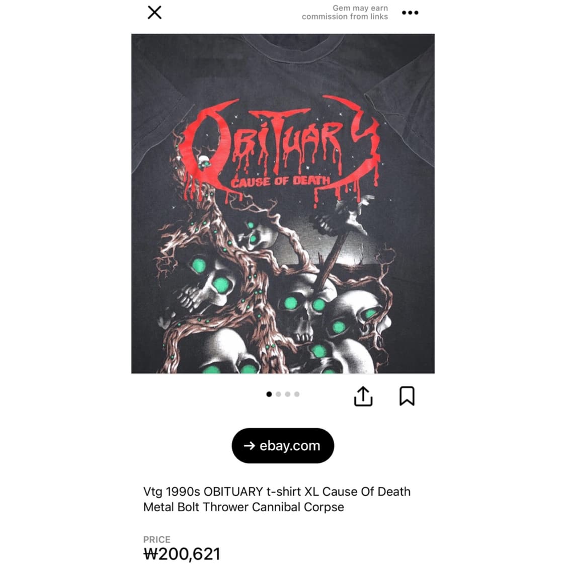 RockEagle 90‘s 오비추어리 싱글스티치 반팔 상품이미지2