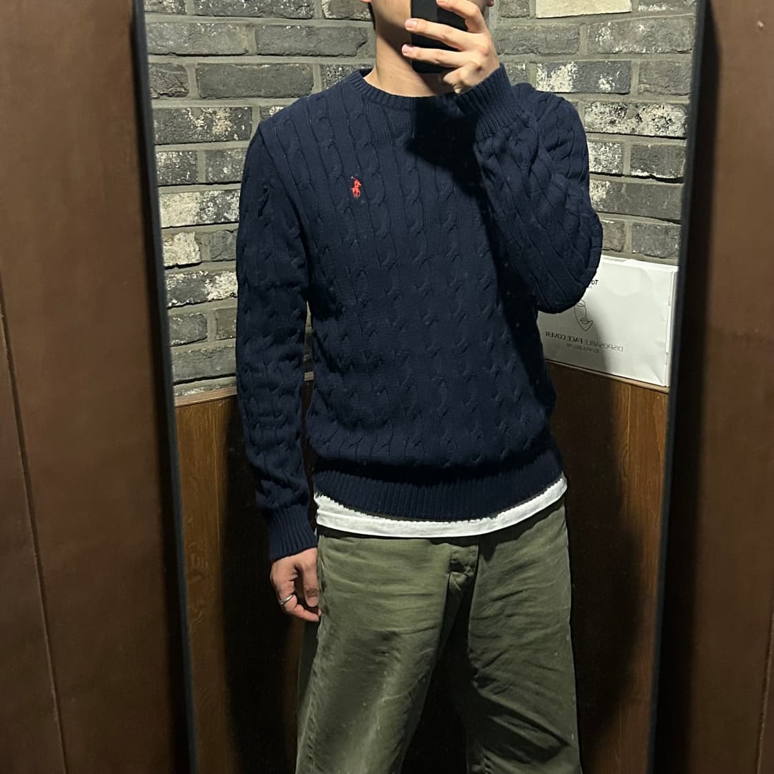 L) 폴로 랄프로렌 케이블 꽈배기 라운드넥 니트 네이비 상품이미지9