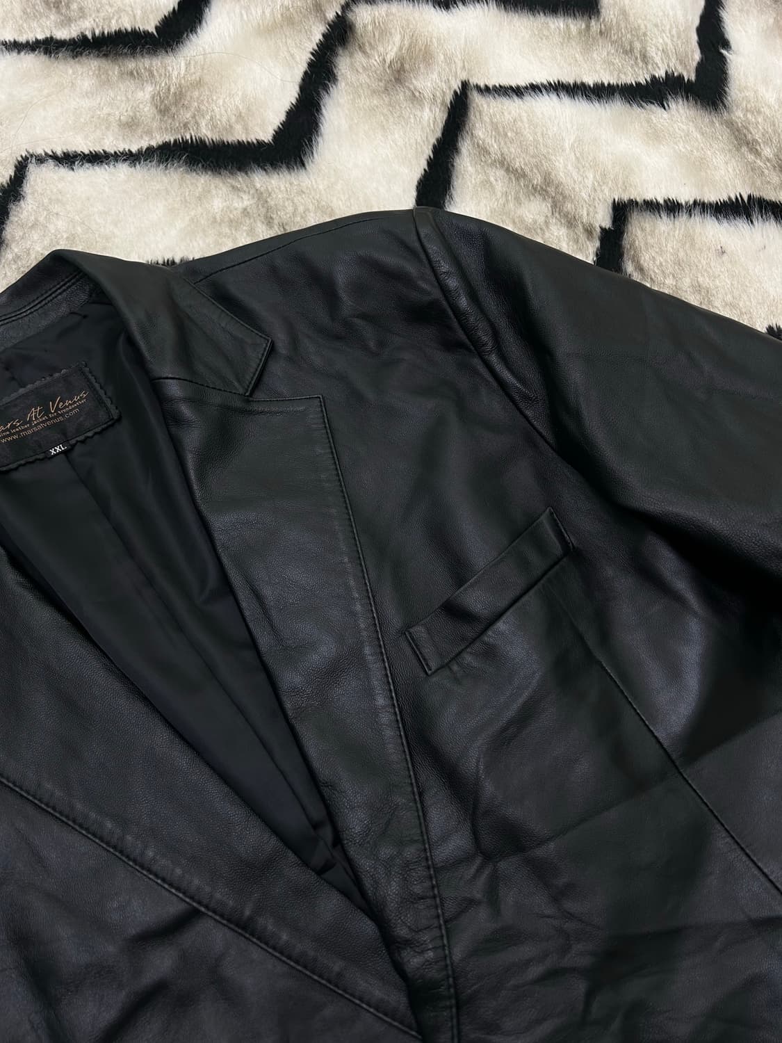 [2XL]빈티지 원버튼 양가죽 블레이저/블랙 상품이미지1