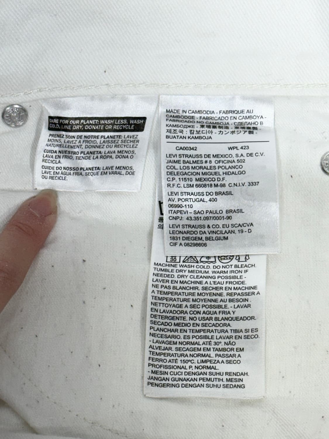 리바이스 화이트 와이드 데님 팬츠 38 상품이미지7