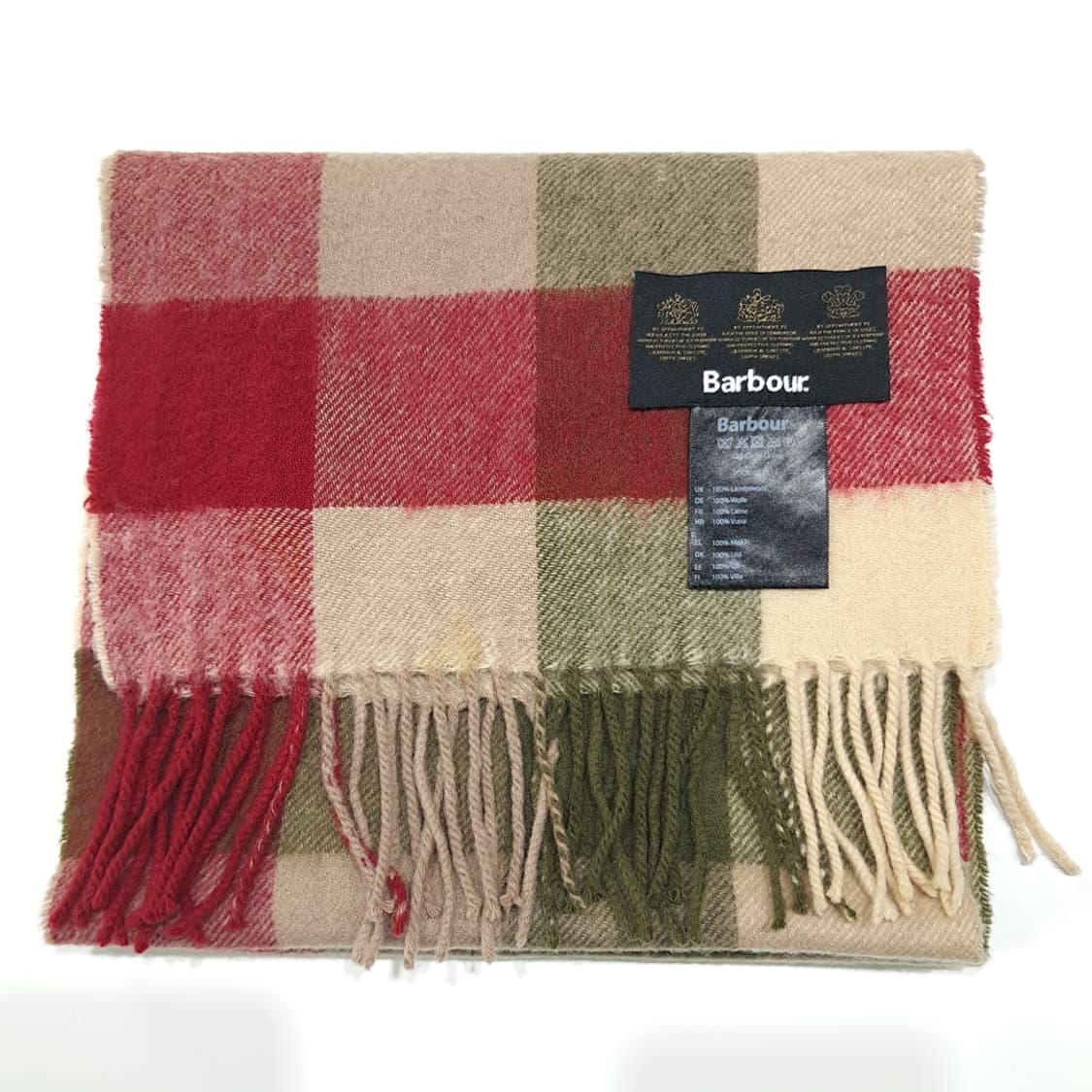 MX541 바버 램스울 블록체크 레드올리브 머플러 목도리 상품이미지6