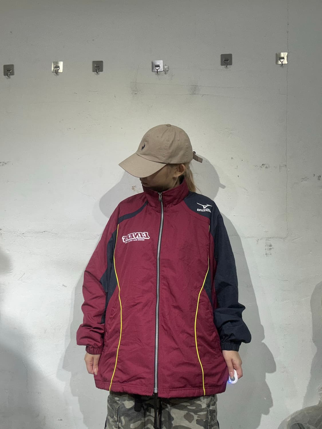 미즈노 버건디 올드스쿨 오버핏 바람막이 자켓 L 상품이미지2