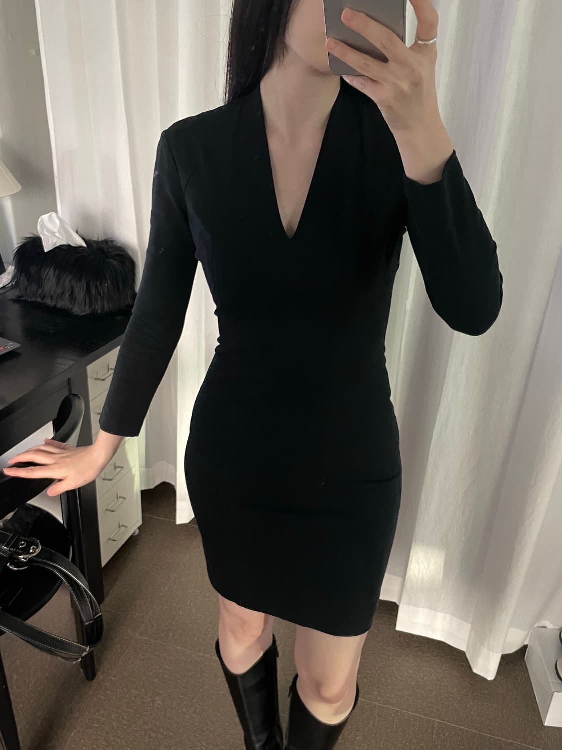 HELMUT LANG deep v-neck slim dress 상품이미지9