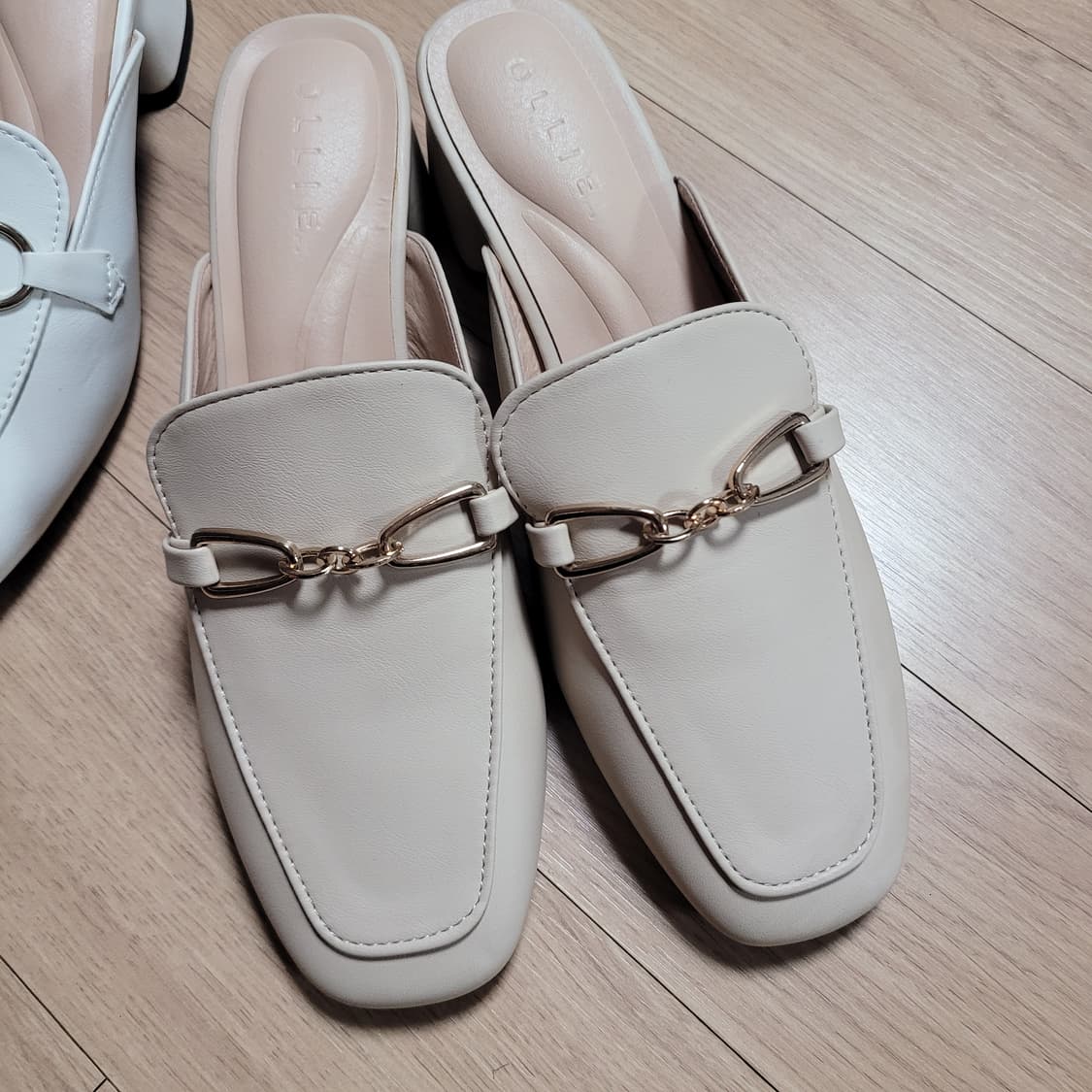 일괄2세트) 베이지 화이트 로퍼 2세트 굽6cm 상품이미지6