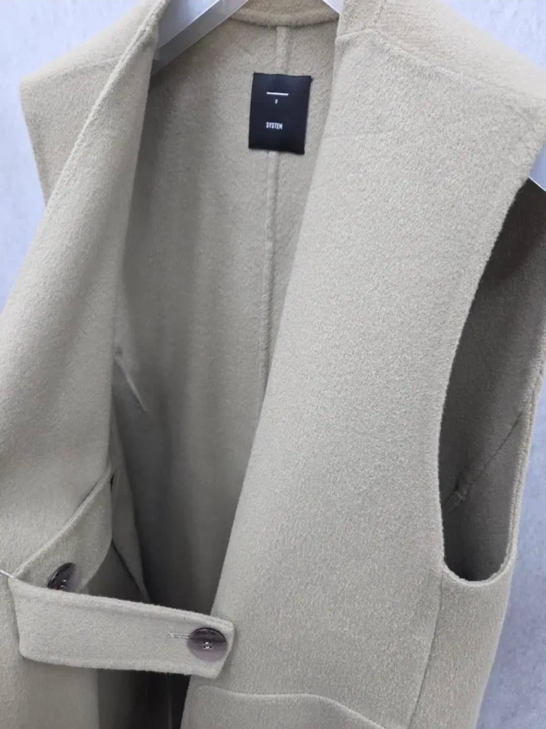 여성 66size 시스템 캐시미어 울 혼방 롱조끼 코트 상품이미지4