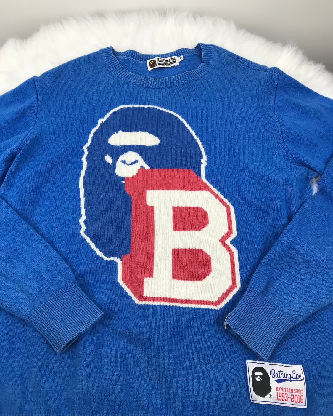 베이프 비로고 블루 니트 스웨터 맨투맨 올드스쿨 bape 빈티지 상품이미지3