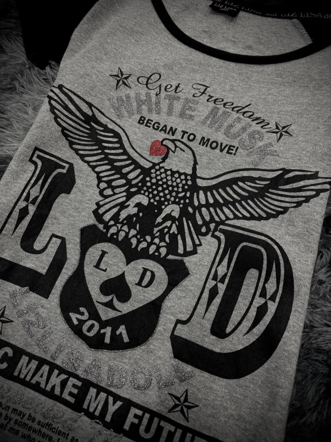 나그랑 그레이 독수리프린팅 Y2K 반팔 상품이미지3