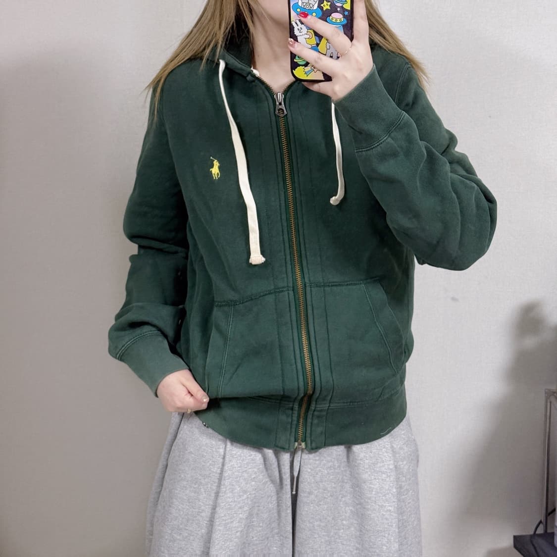 폴로 와플 초록 후드집업 상품이미지2