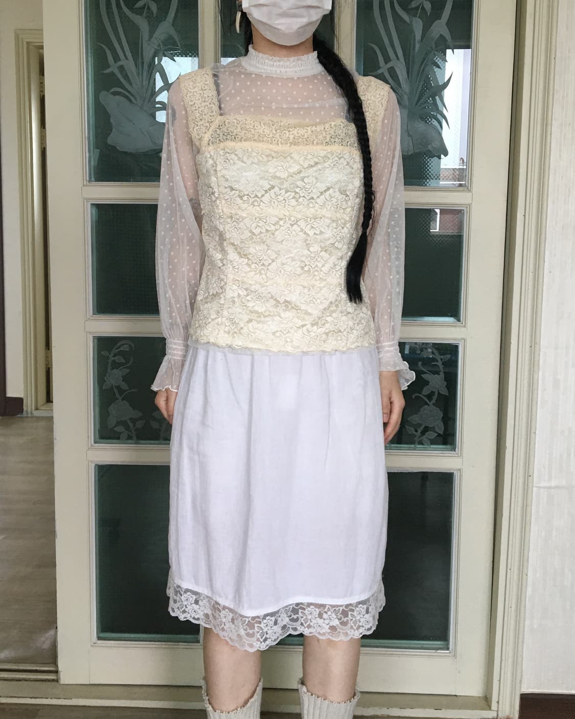 Flower pattern lace sleeveless 상품이미지1