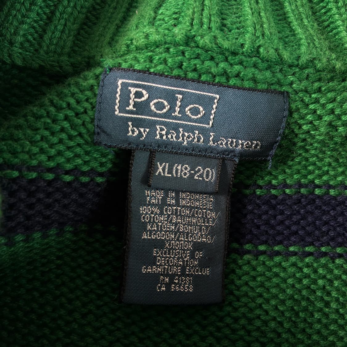 Polo  폴로 랄프로렌 자수 코튼 그린 스트라이프 반집업 니트 상품이미지5