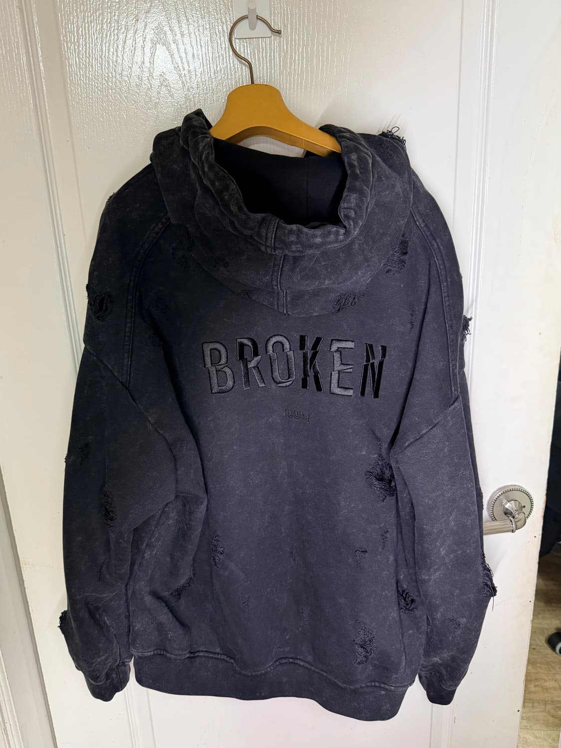 [M] 준지 가먼트다잉 브로큰 디스트레스 디스트로이드 디스 후드집업 상품이미지2