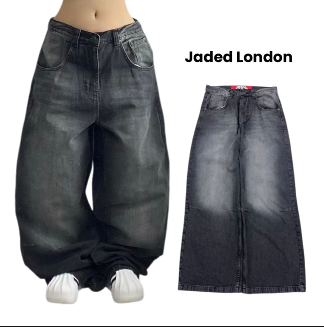 제이디드 런던 워싱 와이드 블랙 데님팬츠 상품이미지1