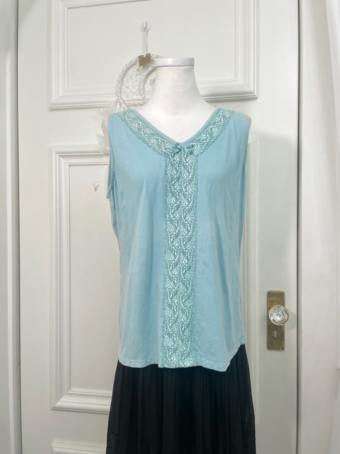 mint cubic one-button cardigan&lace trim 상품이미지8