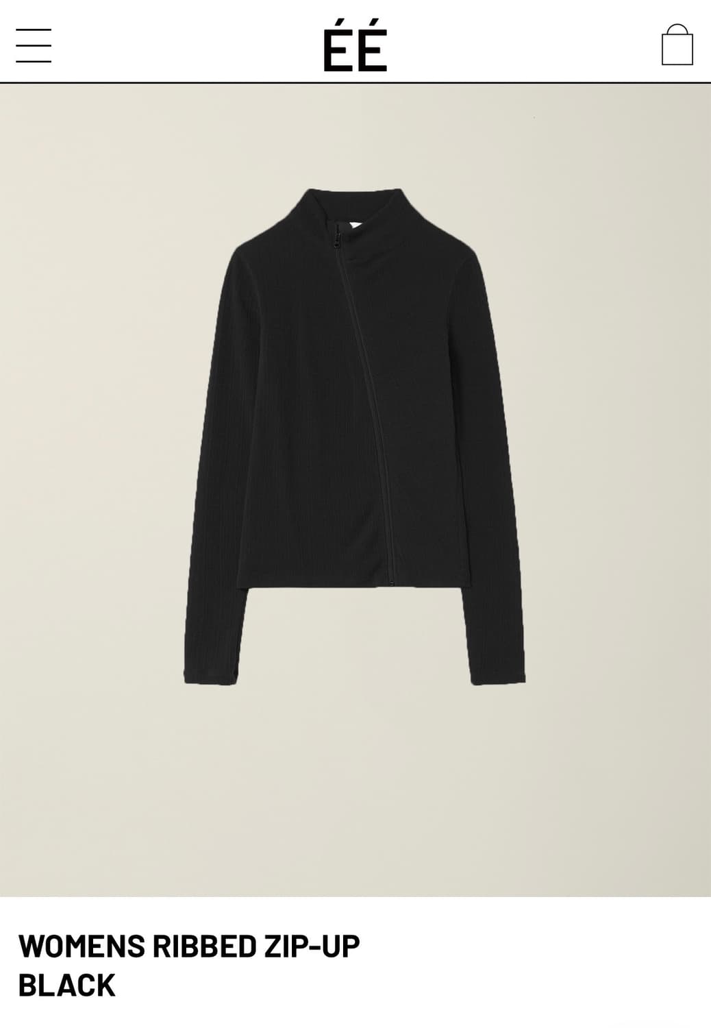 WOMENS RIBBED ZIP-UP BLACK 상품이미지1