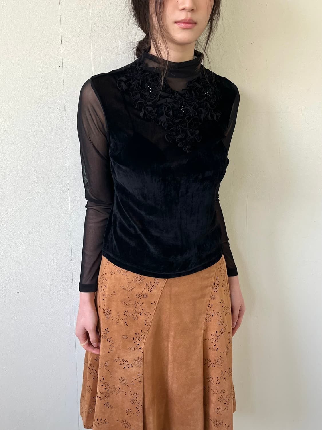 mB 블랙 시스루 블라우스 상품이미지5