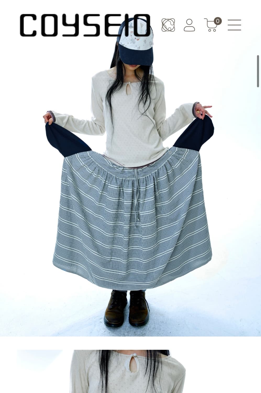 코이세이오 WIDE SHIRRING SKIRT NAVY 상품이미지2
