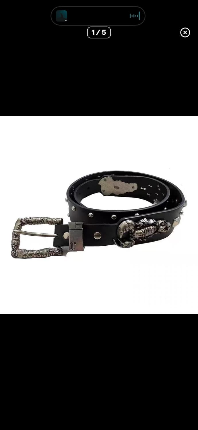 Smoked Metal Scorpion Buckle Leather Bel 상품이미지1