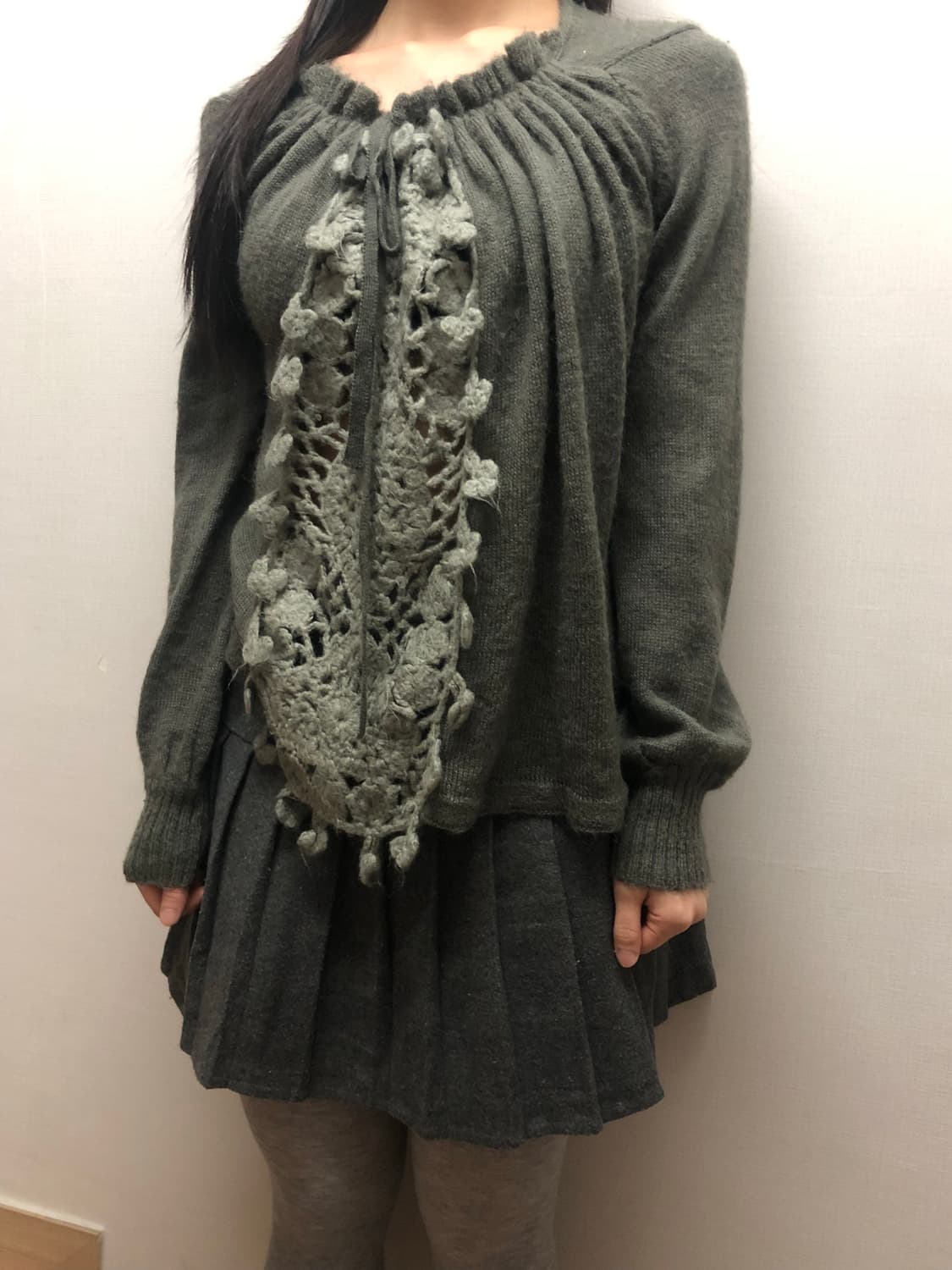 빈티지 그레이 크로쉐 니트 상품이미지5