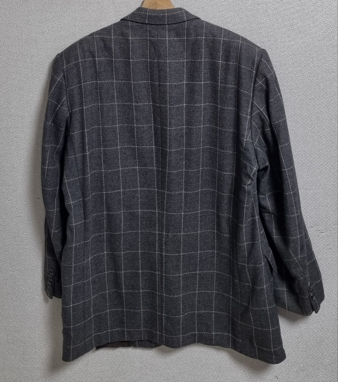 L (100) 버버리 빈티지 그레이 체크 울 블레이저 정장자켓 상품이미지2